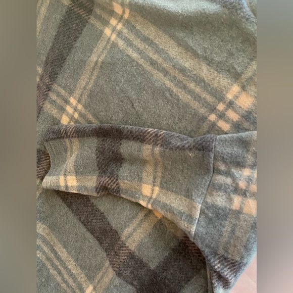 Fuzzy Poncho Top Plaid Dolman Sleeve Slouchy Fit With Cowl Neck and Side Split - Picture 7 of 10